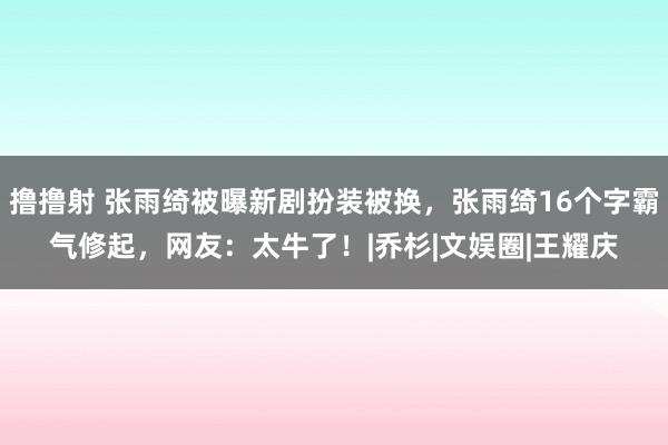 撸撸射 张雨绮被曝新剧扮装被换，张雨绮16个字霸气修起，网友：太牛了！|乔杉|文娱圈|王耀庆