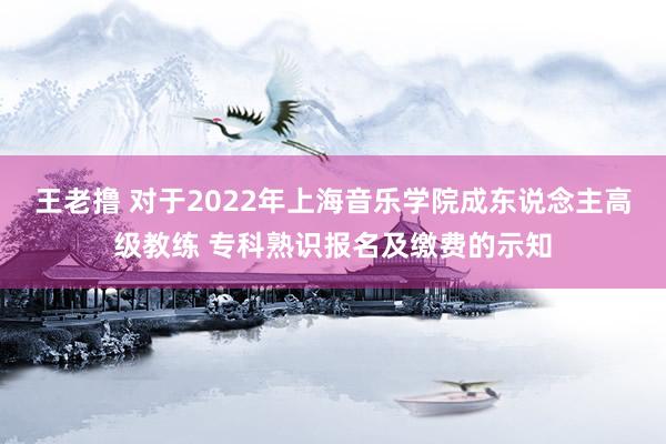 王老撸 对于2022年上海音乐学院成东说念主高级教练 专科熟识报名及缴费的示知