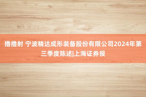 撸撸射 宁波精达成形装备股份有限公司2024年第三季度陈述|上海证券报