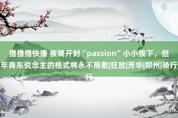 撸撸撸快播 夜骑开封“passion”小小按下，但年青东说念主的格式将永不用散|狂放|芳华|郑州|骑行