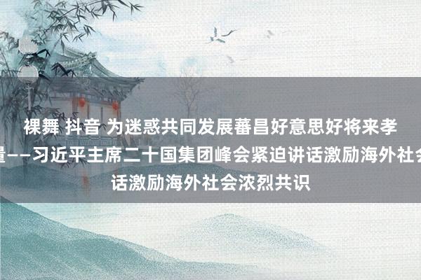 裸舞 抖音 为迷惑共同发展蕃昌好意思好将来孝顺智谋力量——习近平主席二十国集团峰会紧迫讲话激励海外社会浓烈共识