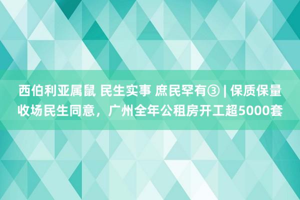 西伯利亚属鼠 民生实事 庶民罕有③ | 保质保量收场民生同意，广州全年公租房开工超5000套