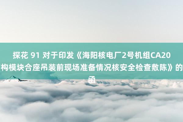 探花 91 对于印发《海阳核电厂2号机组CA20结构模块合座吊装前现场准备情况核安全检查敷陈》的函